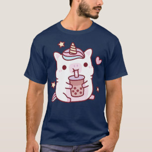 Camiseta Cute Chubby Unicorn Love Boba Leche Tea