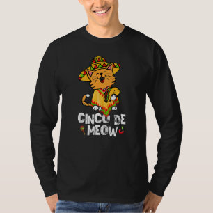 Camiseta Cute Cinco De Meow Poncho Sombrero Cin De Gato Mex