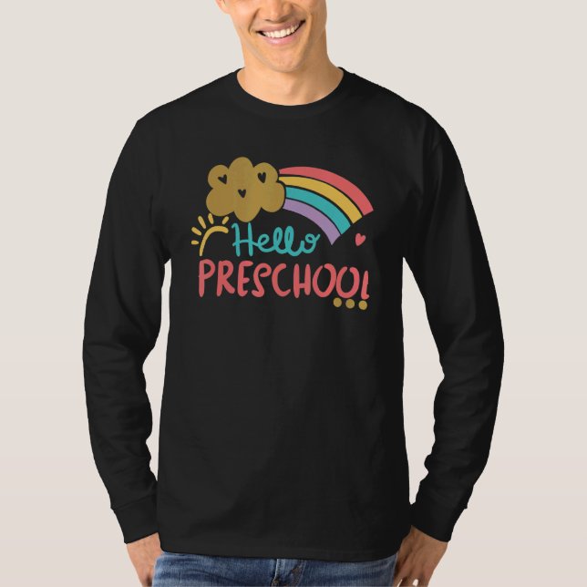 Camiseta Cute Cloud Rainbow Hola a profesor de preescolar (Anverso)