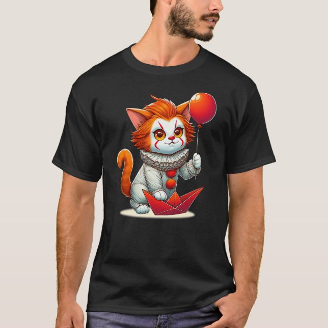Camiseta Cute Clown Cat Funny Halloween Cat Lover Party (Anverso)