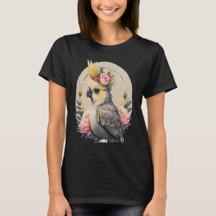 Camiseta Cute Cockatiel Parrot Flor de pájaro Mascota Aves