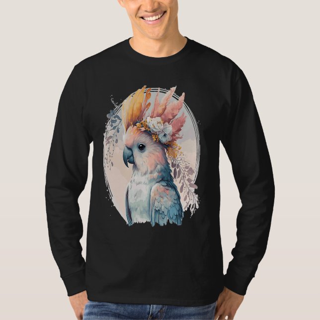 Camiseta Cute Cockatoo Parrot Bird Flower Crown Pet Birds (Anverso)
