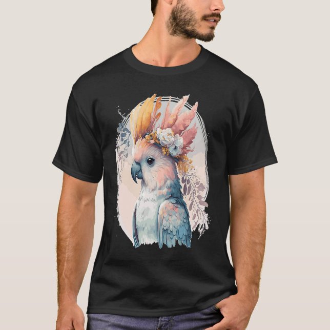 Camiseta Cute Cockatoo Parrot Bird Flower Crown Pet Birds (Anverso)