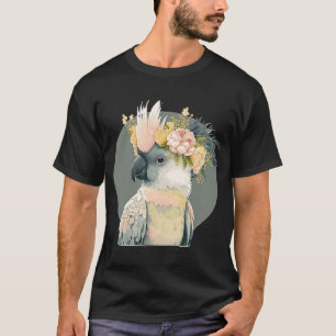Camiseta Cute Cockatoo Parrot Flor de pájaro Mascota Aves