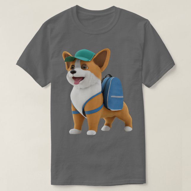 Camiseta Cute Cogi Puppy Dog Backpack Baseball Cap Back To  (Diseño del anverso)