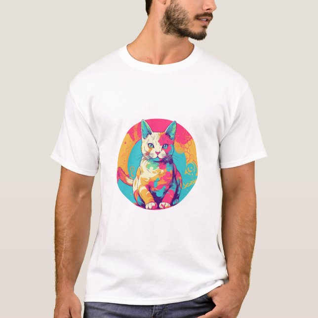 Camiseta cute colorfull cat design  (Anverso)