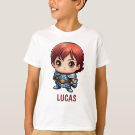 Camiseta Cute Comic Kid Knight Character Custom T-Shirt