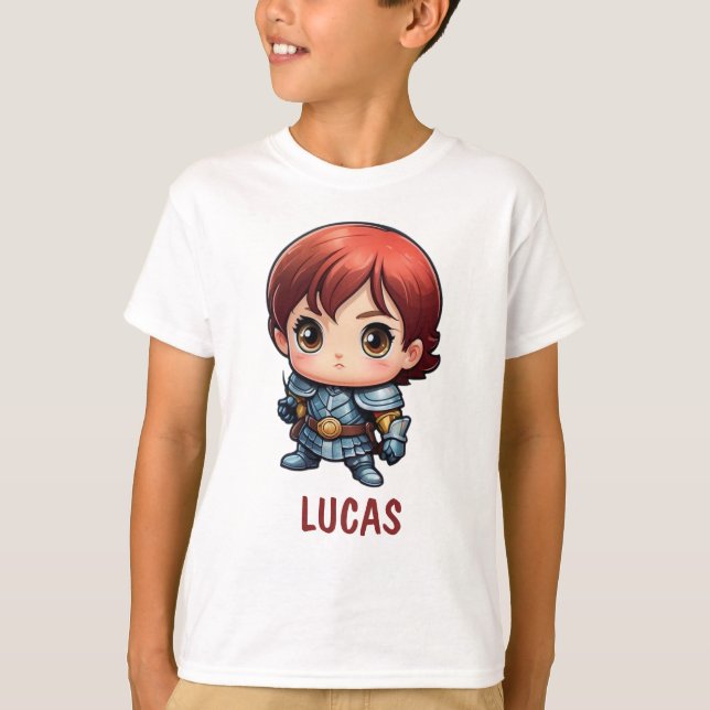 Camiseta Cute Comic Kid Knight Character Custom T-Shirt (Anverso)