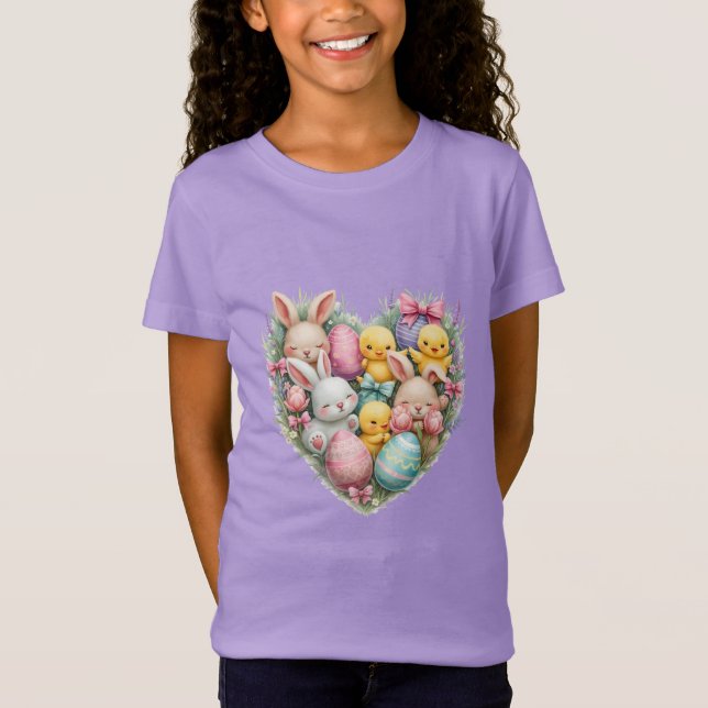Camiseta Cute conejillos de Semana Santa y chicles Pastel C (Anverso)