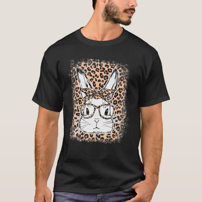 Camiseta Cute Conejo Conejo Cara Leopardo Glasses Cabecera  (Anverso)