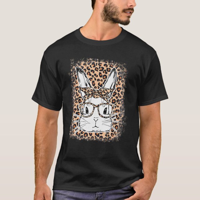 Camiseta Cute Conejo Conejo Cara Leopardo Glasses Cabecera  (Anverso)