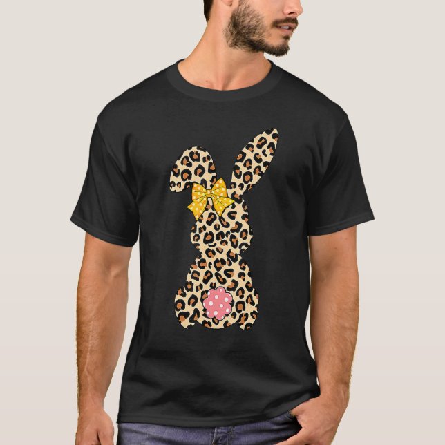 Camiseta Cute conejo conejo leopardo Bow Tie Feliz Día de P (Anverso)