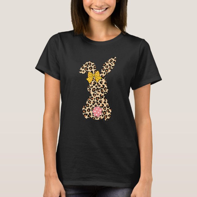 Camiseta Cute conejo conejo leopardo Bow Tie Feliz Día de P (Anverso)