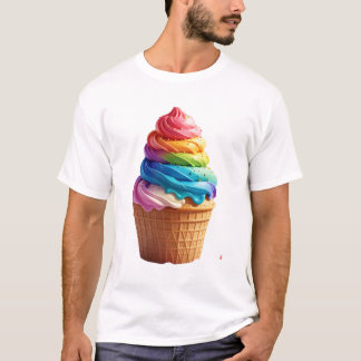 Camiseta Cute Copa de Waffle de Helado con Remolino de Arco