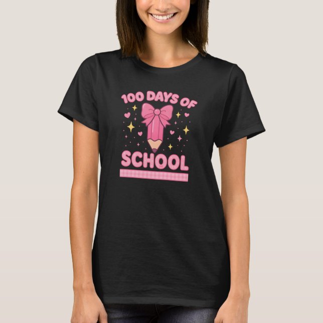 Camiseta Cute Coquette Bow 100 Days of School Girls (Anverso)