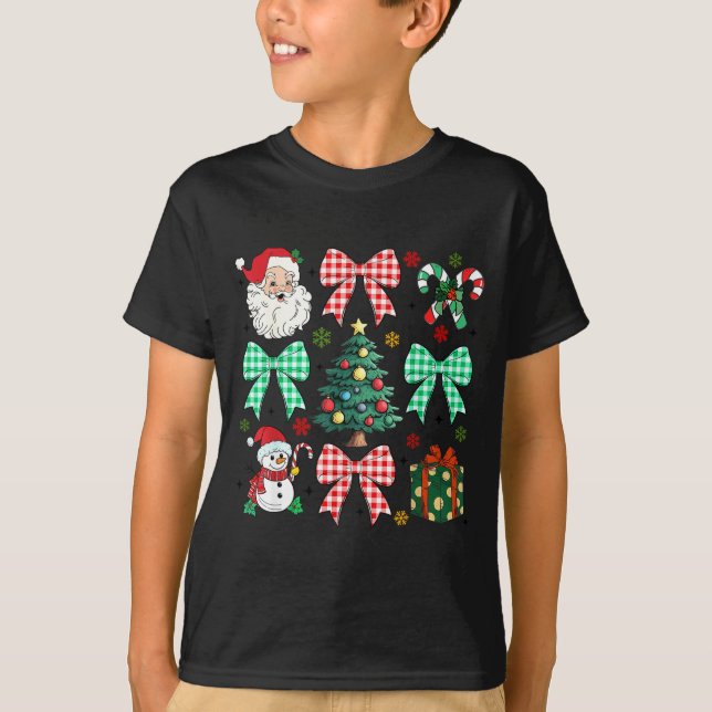 Camiseta Cute Coquette Bow Christmas Tree Santa Gingerbread (Anverso)