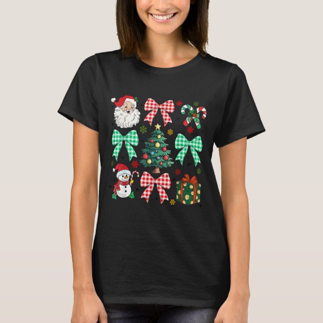 Camiseta Cute Coquette Bow Christmas Tree Santa Gingerbread (Anverso)