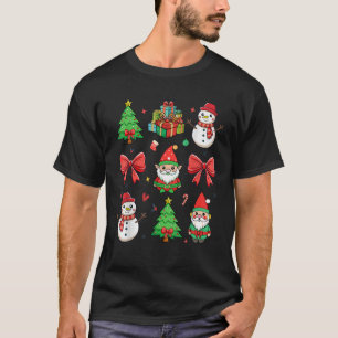 Camiseta Cute Coquette Bow Gnomes Mujeres Navidades de Snow