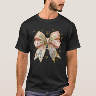 Camiseta Cute Coquette Bow Navidades Natividad Escena Jesús