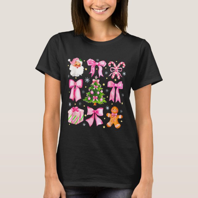 Camiseta Cute Coquette Bow Nk Christmas Tree Santa Gingerbr (Anverso)