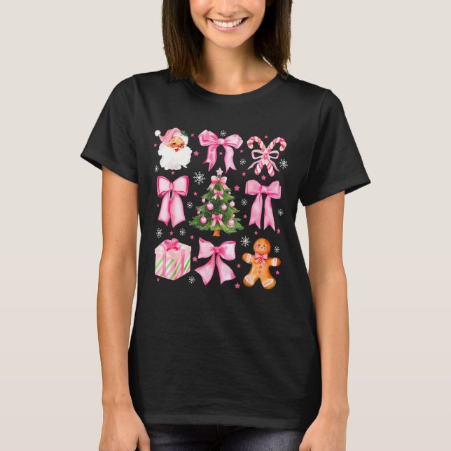 Camiseta Cute Coquette Bow Nk Christmas Tree Santa Gingerbr (Anverso)