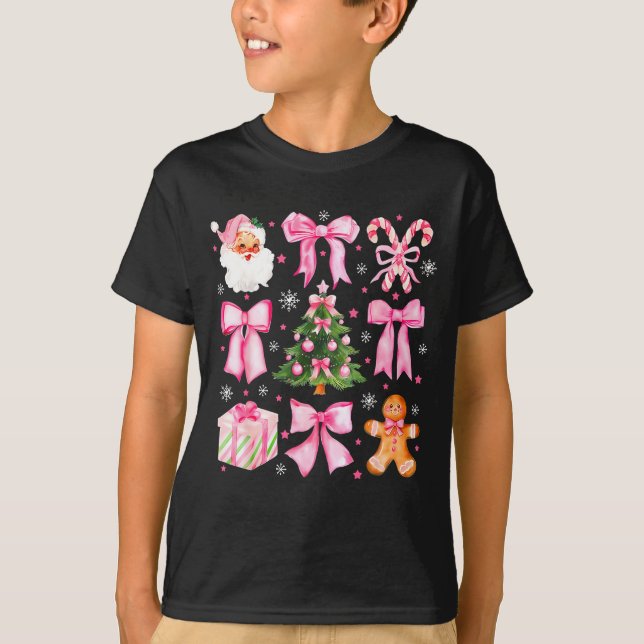 Camiseta Cute Coquette Bow Nk Christmas Tree Santa Gingerbr (Anverso)