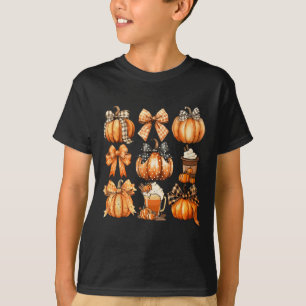 Camiseta Cute Coquette Bows Calabaza Café Latte Autu