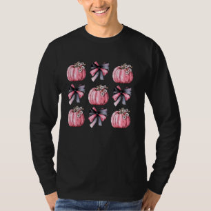 Camiseta Cute Coquette bows calabazas rosas Florín Hallowee