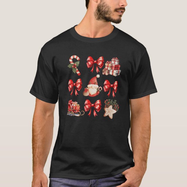 Camiseta Cute Coquette Bows Christmas Santa Gingerbread Can (Anverso)