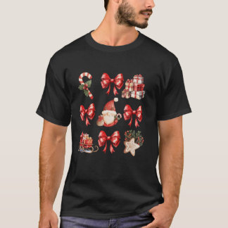 Camiseta Cute Coquette Bows Navidades Santa Gingerbread Can