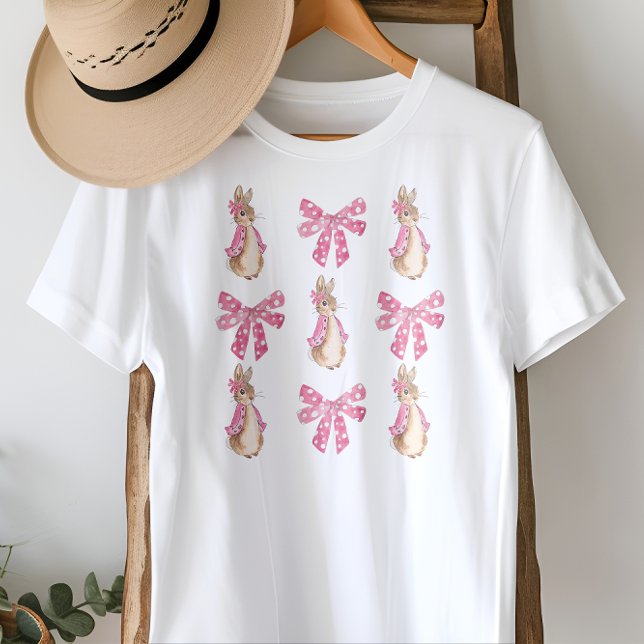Camiseta Cute Coquette Pink Bunnies y Bows Easter (Cute Coquette Pink Bunnies and Bows Easter T-Shirt)