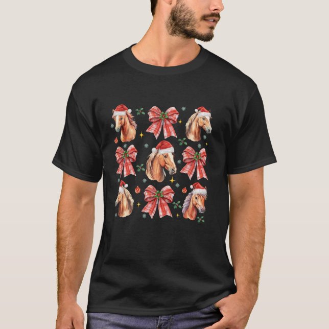 Camiseta Cute Coquette Red Bow Horses Lover Farm Animales C (Anverso)