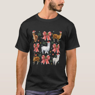 Camiseta Cute Coquette Red Bow Llamas Lover Farm Animals Ch