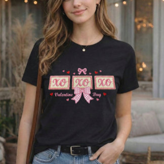 Camiseta Cute Coquette Rosa Cuadros XOXO Día de San Valentí