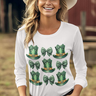 Camiseta Cute Coquette St Patrick's Day Bows y Gorras