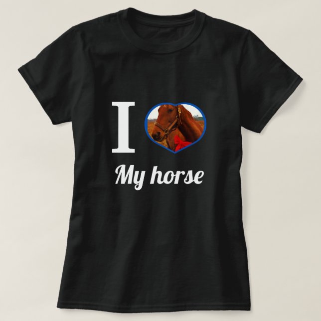 Camiseta Cute, corazón mi caballo, crea tu propia foto (Diseño del anverso)