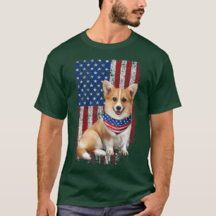Camiseta Cute Corgi American Flag Bandana Patriotic 4th Of 