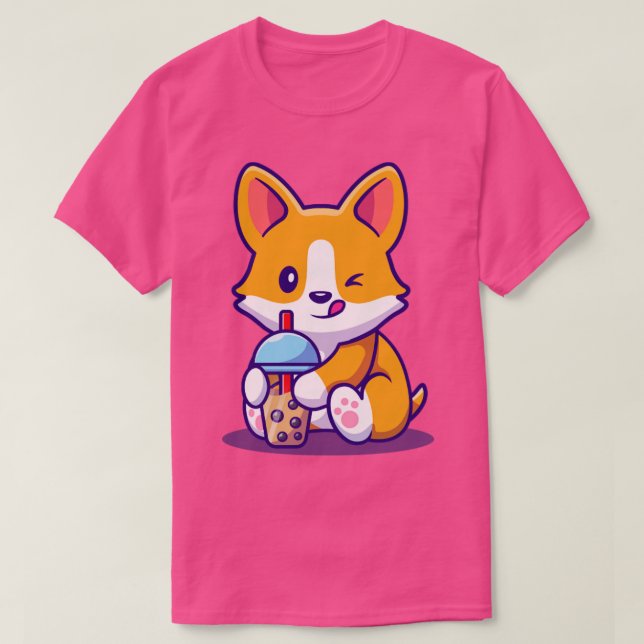 Camiseta Cute Corgi Bebe Leche Tea Boba (Diseño del anverso)