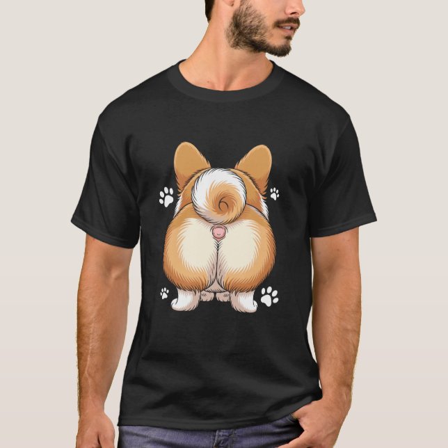Camiseta Cute Corgi Butt with Paw Prints (Anverso)