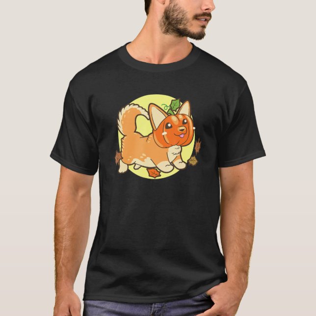 Camiseta Cute Corgi Calabaza de perro Halloween Noche Aterr (Anverso)