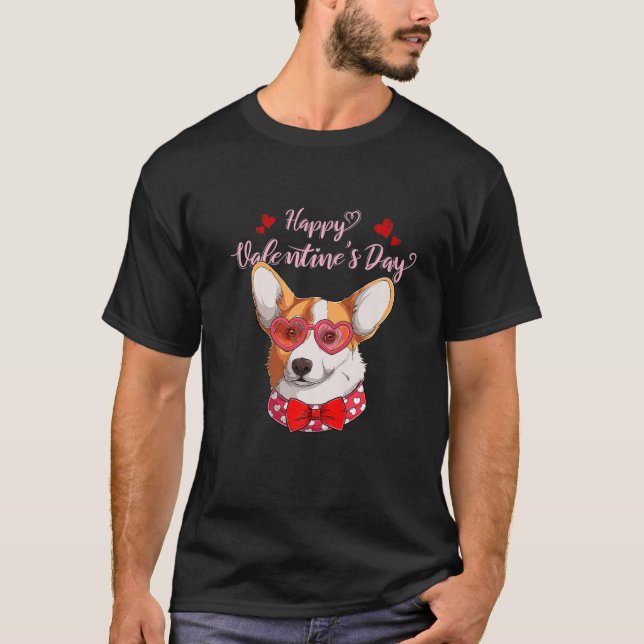 Camiseta Cute Corgi Feliz Día de San Valentín Perro Perro a (Anverso)