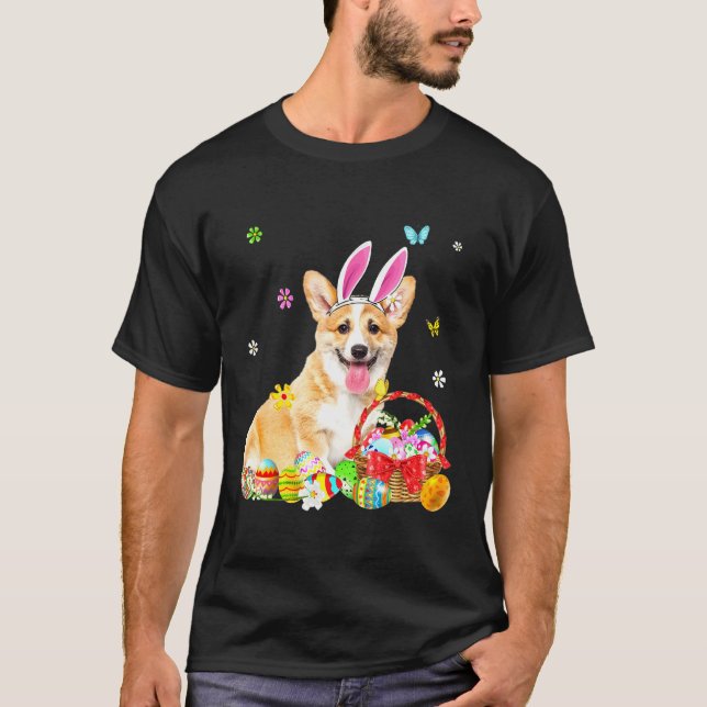 Camiseta Cute Corgi Feliz Perro de Pascua (Anverso)