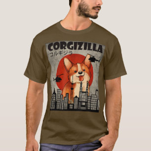 Camiseta Cute Corgi , Funny CorgiZilla , Estilo japonés