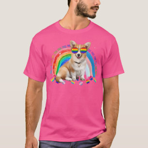Camiseta Cute Corgi Gay Pride Lgbt Rainbow Flag Sunglasses 