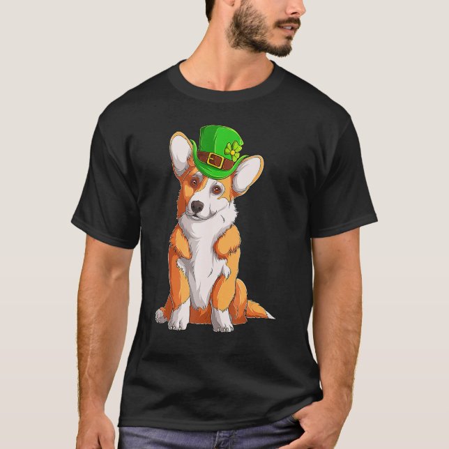 Camiseta Cute Corgi Irish Pub Clover Lover St Patrick's Day (Anverso)