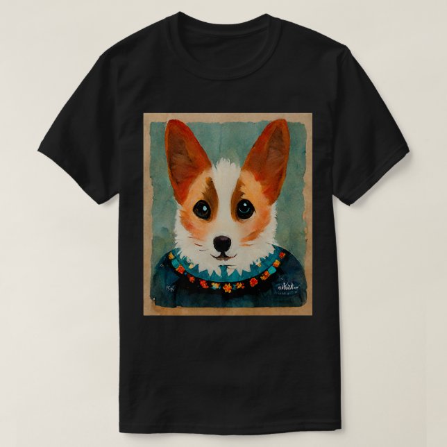 Camiseta Cute Corgi Painting-757 (Diseño del anverso)