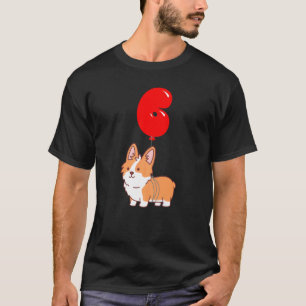 Camiseta Cute Corgi Pembroke 6to cumpleaños niños globo