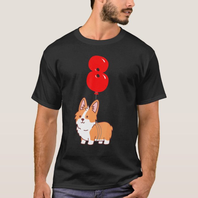 Camiseta Cute Corgi Pembroke 8Aniversario niños Balón Pa (Anverso)