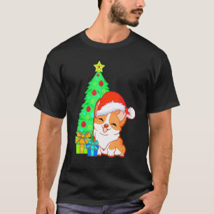 Camiseta Cute Corgi Perro Santa Navidades Con Árbol De Navi