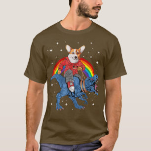 Camiseta Cute Corgi Riding Dinosaur T re Space Galay Rainbo